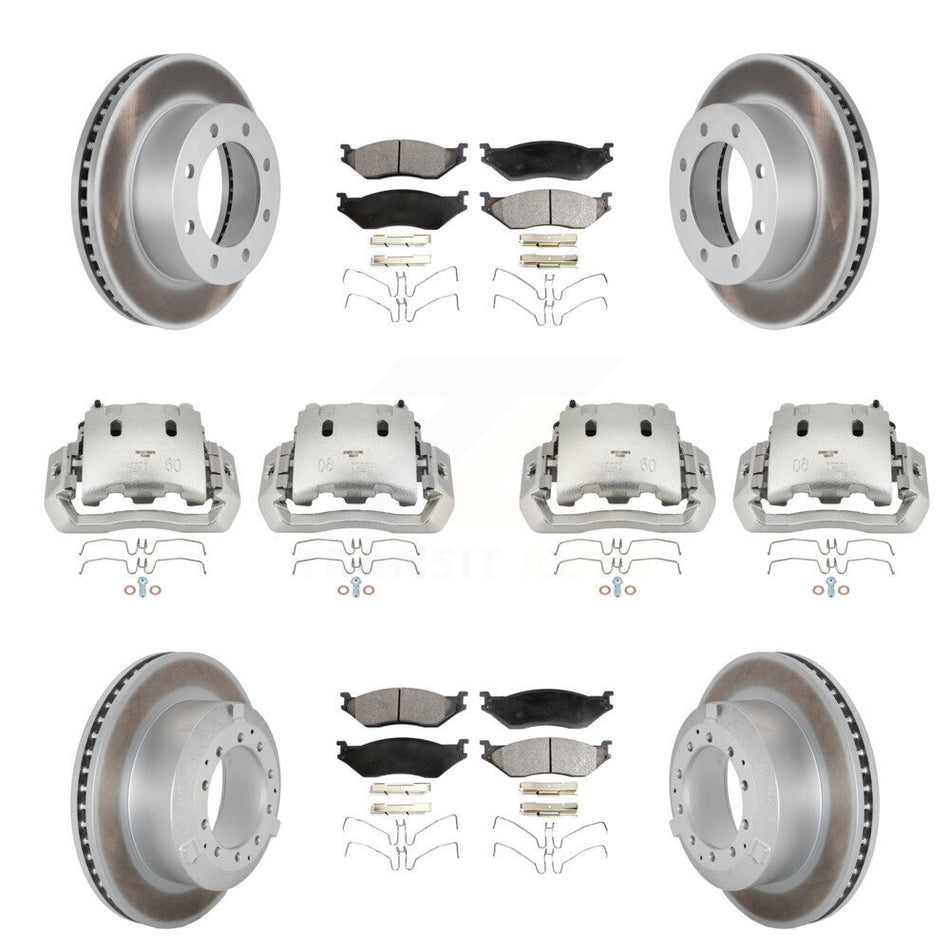 Front Rear Disc Brake Caliper Coated Rotors And Semi-Metallic Pads Kit (10Pc) For KCG-100934P