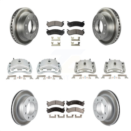 Front Rear Disc Brake Caliper Coated Rotors And Ceramic Pads Kit (10Pc) For Chevrolet Silverado 2500 HD GMC Sierra 3500 Classic Suburban Yukon XL Avalanche KCG-100935T by Transit Auto