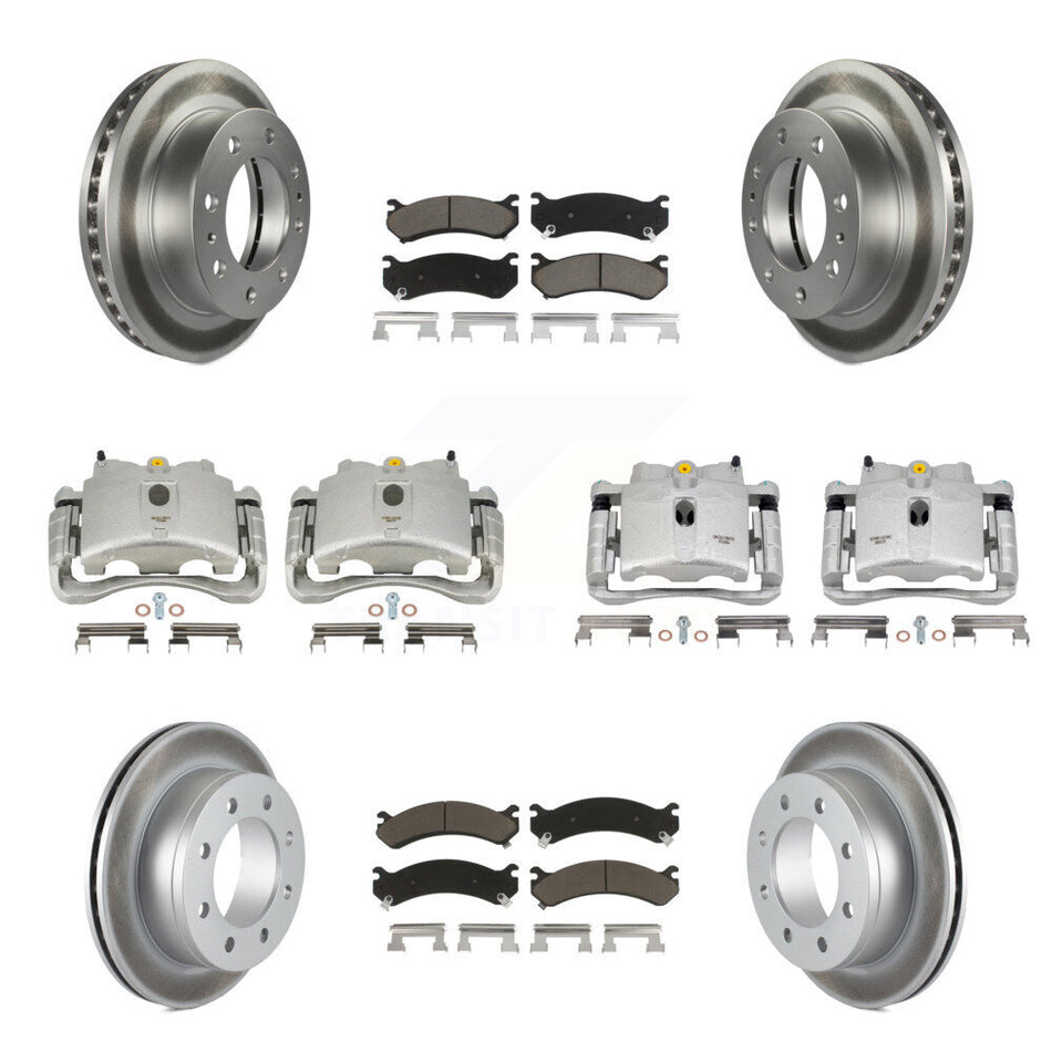 Front Rear Disc Brake Caliper Coated Rotors And Ceramic Pads Kit (10Pc) For Chevrolet Silverado 2500 HD GMC Sierra 3500 Classic Suburban Yukon XL Avalanche KCG-100936C