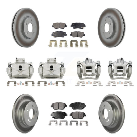 Front Rear Brake Caliper Coat Rotor Semi-Metallic Pad Kit (10Pc) For Hyundai Sonata 2.0L KCG-100936P
