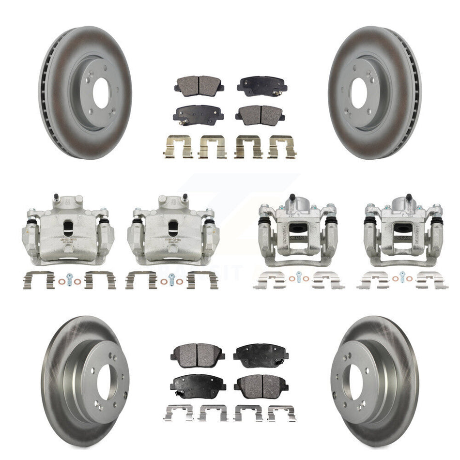 Front Rear Brake Caliper Coat Rotor Semi-Metallic Pad Kit (10Pc) For Hyundai Sonata 2.0L KCG-100936P