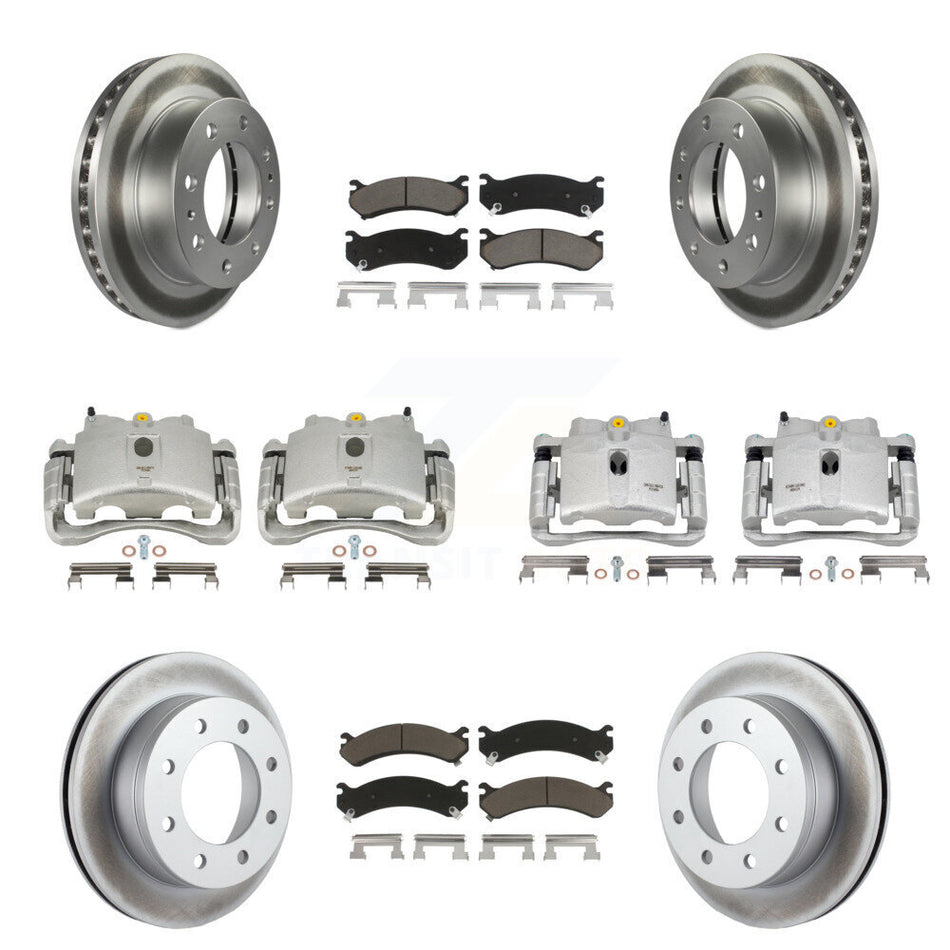 Front Rear Disc Brake Caliper Coated Rotors And Ceramic Pads Kit (10Pc) For Chevrolet Silverado 2500 HD GMC Sierra Hummer H2 1500 Suburban Yukon XL Avalanche Classic KCG-100937C