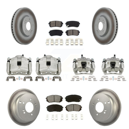 Front Rear Disc Brake Caliper Coat Rotor & Semi-Metallic Pad Kit (10Pc) For Kia Sportage KCG-100937S