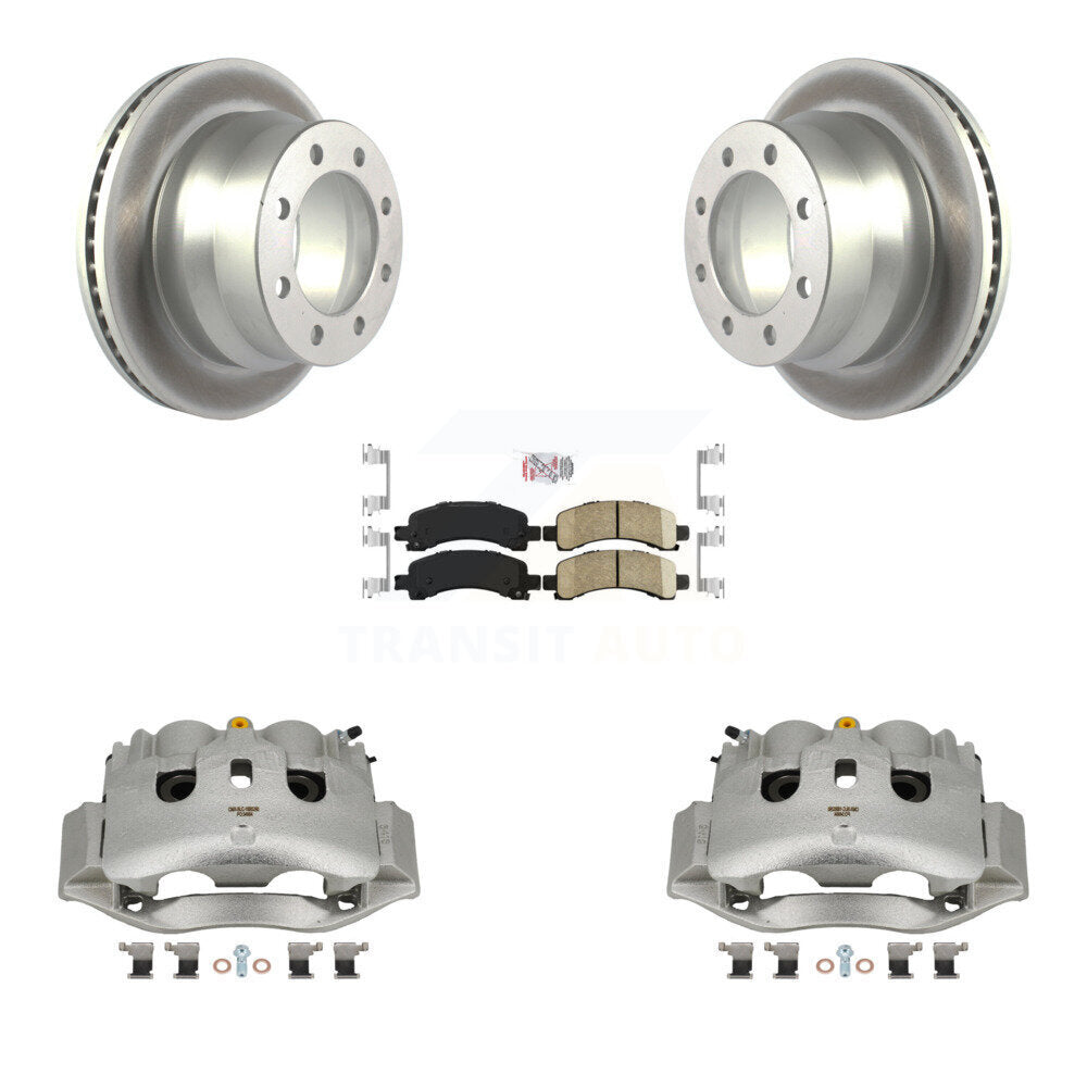 Rear Disc Brake Caliper Coated Rotors And Ceramic Pads Kit For Chevrolet Express 4500 KCG-100938N