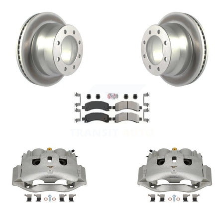 Rear Disc Brake Caliper Coat Rotors And Semi-Metallic Pad Kit For Chevrolet Express 4500 KCG-100939N