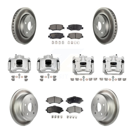 Front Rear Disc Brake Caliper Coated Rotors And Ceramic Pad Kit (10Pc) For Jeep Wrangler KCG-100939T