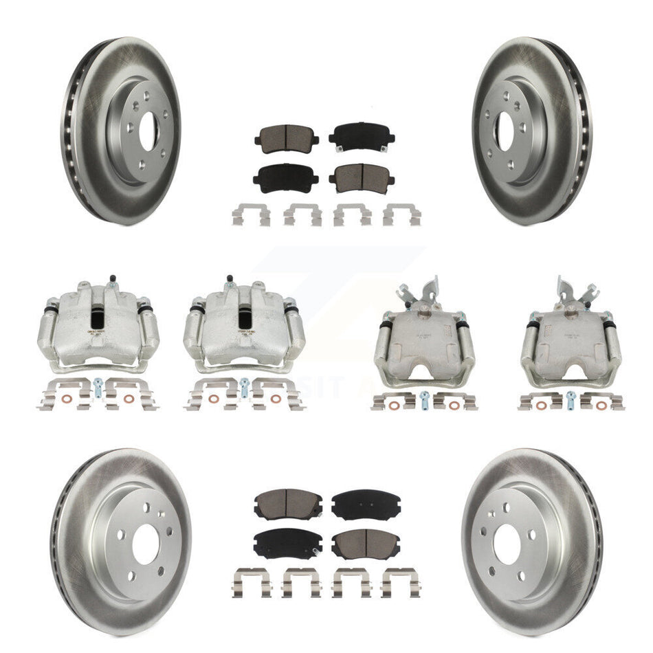 Front Rear Disc Brake Caliper Coated Rotors And Ceramic Pads Kit (10Pc) For Chevrolet Impala Malibu KCG-100940C