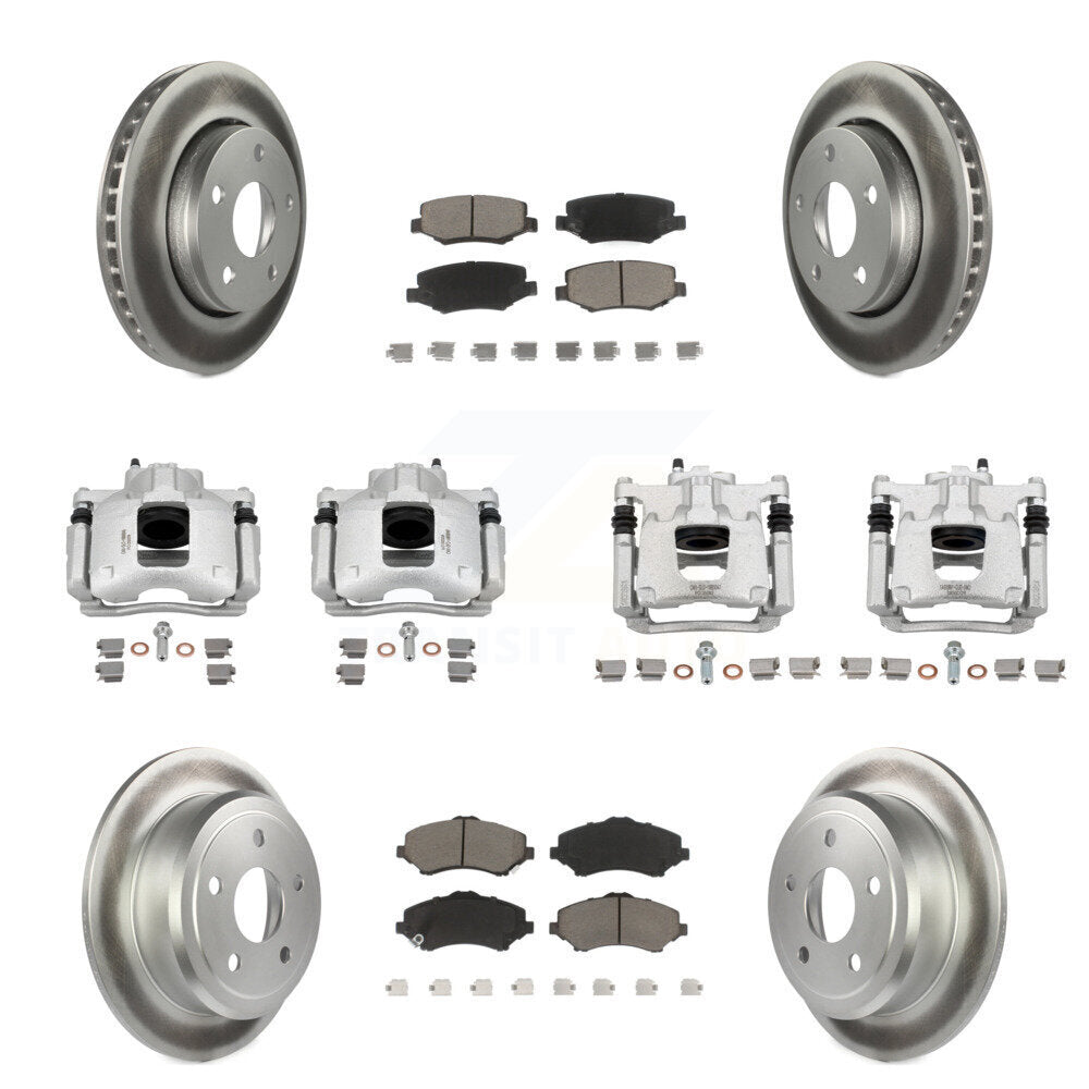 Front Rear Disc Brake Caliper Coated Rotors And Ceramic Pad Kit (10Pc) For Jeep Wrangler KCG-100941C