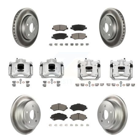 Front Rear Disc Brake Caliper Coated Rotors And Ceramic Pad Kit (10Pc) For Jeep Wrangler KCG-100941C