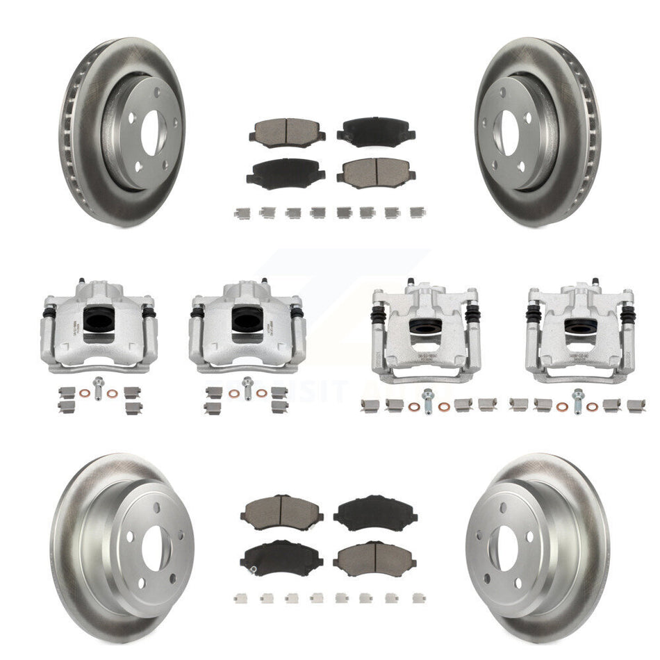Front Rear Disc Brake Caliper Coated Rotors And Ceramic Pad Kit (10Pc) For Jeep Wrangler KCG-100941C