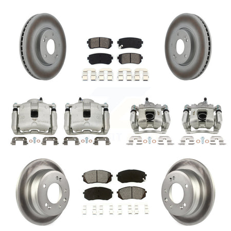 Front Rear Disc Brake Caliper Coat Rotor & Semi-Metallic Pad Kit (10Pc) For Kia Sportage KCG-100941S