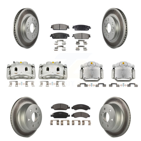Front Rear Brake Caliper Coat Rotor Ceramic Pad Kit (10Pc) For Chevrolet GMC Sierra 1500 KCG-100941T