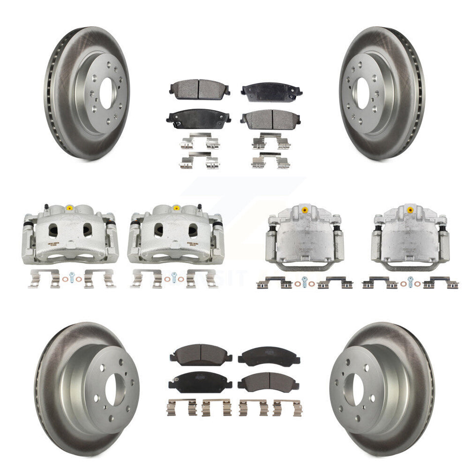 Front Rear Brake Caliper Coat Rotor Ceramic Pad Kit (10Pc) For Chevrolet GMC Sierra 1500 KCG-100941T