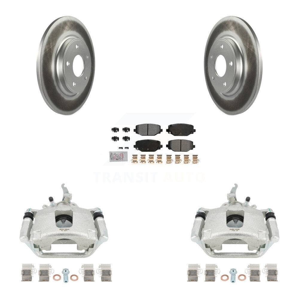 Rear Disc Brake Caliper Coat Rotor And Semi-Metallic Pad Kit For 2014-2020 Dodge Journey KCG-100942N
