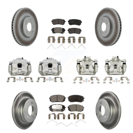 Front Rear Disc Brake Caliper Coat Rotor Semi-Metallic Pad Kit (10Pc) For Hyundai Sonata KCG-100942P