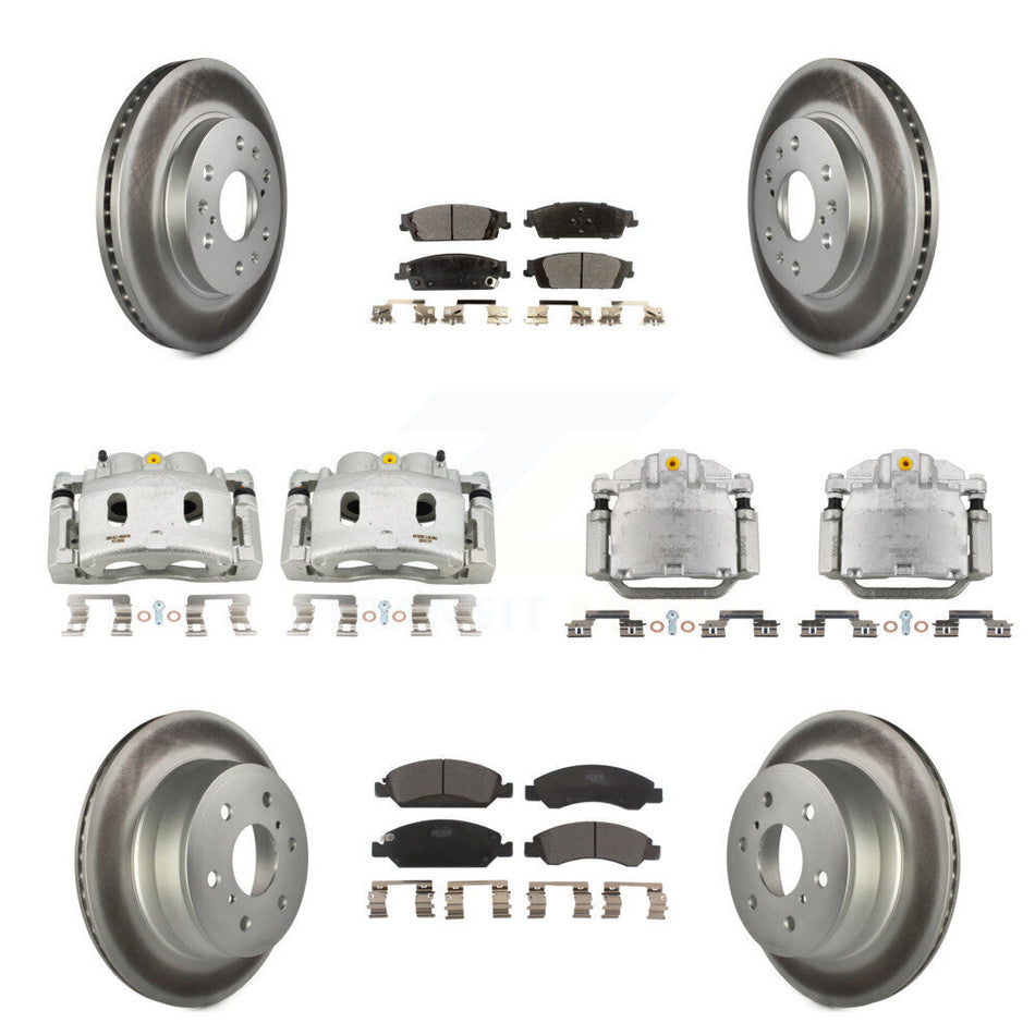 Front Rear Brake Caliper Coat Rotor Ceramic Pad Kit (10Pc) For GMC Sierra 1500 Chevrolet KCG-100942T
