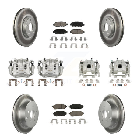Front Rear Disc Brake Caliper Coated Rotors And Ceramic Pad Kit (10Pc) For INFINITI QX70 KCG-100943C