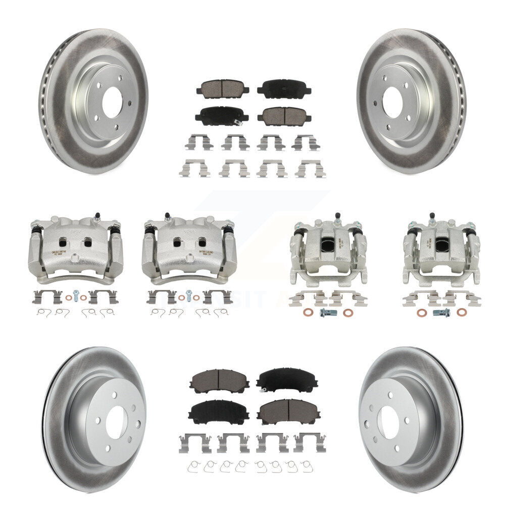 Front Rear Brake Caliper Coat Rotor & Ceramic Pad Kit (10Pc) For 2016-2017 INFINITI QX50 KCG-100944C