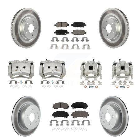 Front Rear Brake Caliper Coat Rotor & Ceramic Pad Kit (10Pc) For 2016-2017 INFINITI QX50 KCG-100944C