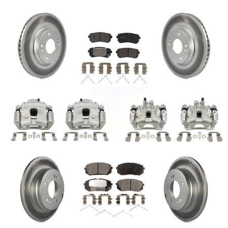 Front Rear Disc Brake Caliper Coat Rotor And Semi-Metallic Pad Kit (10Pc) For Kia Optima KCG-100944P