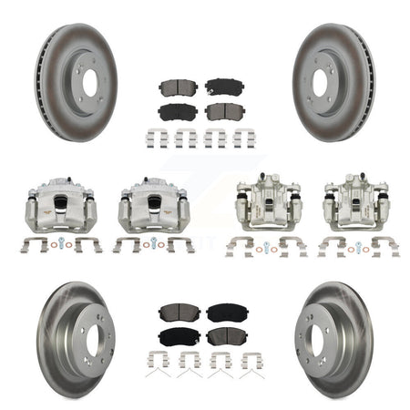 Front Rear Disc Brake Caliper Coat Rotor Semi-Metallic Pad Kit (10Pc) For Hyundai Sonata KCG-100944S