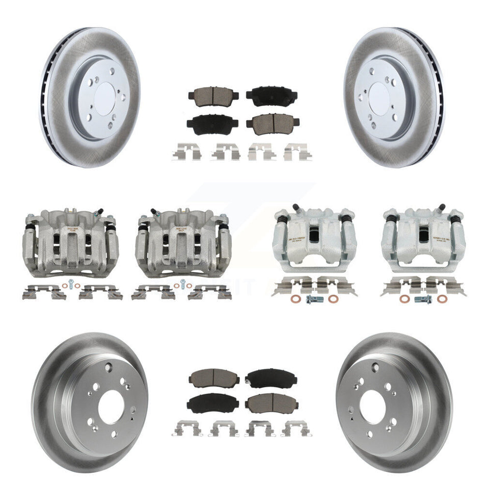 Front Rear Brake Caliper Coat Rotor & Ceramic Pad Kit (10Pc) For 2005-2010 Honda Odyssey KCG-100945C