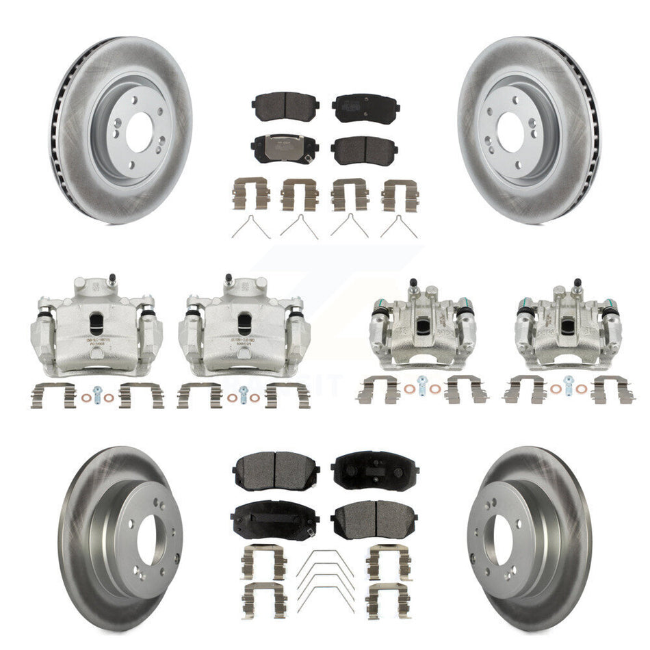 Front Rear Disc Brake Caliper Coat Rotor And Semi-Metallic Pad Kit (10Pc) For Kia Optima KCG-100945P