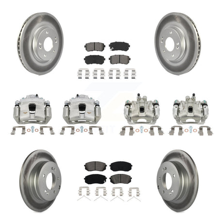 Front Rear Disc Brake Caliper Coat Rotor And Semi-Metallic Pad Kit (10Pc) For Kia Optima KCG-100945S