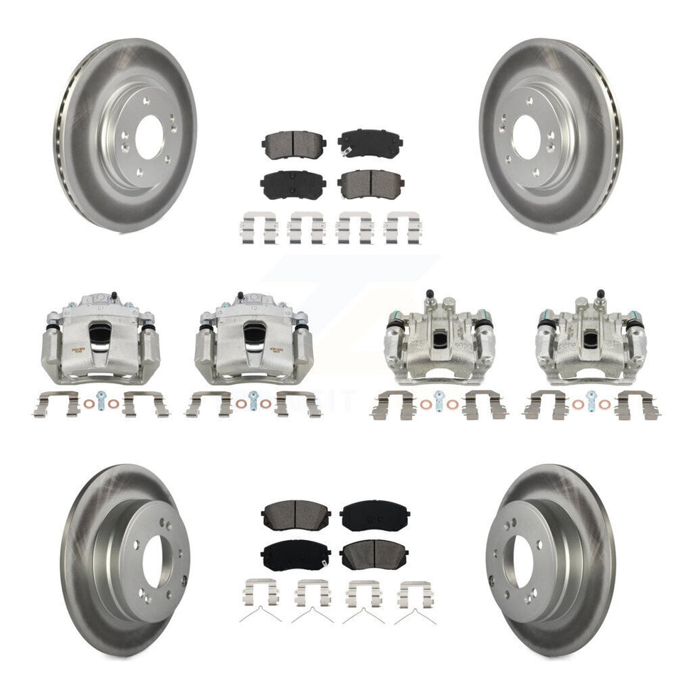 Front Rear Disc Brake Caliper Coat Rotor And Semi-Metallic Pad Kit (10Pc) For Kia Optima KCG-100945S