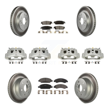 Front Rear Brake Caliper Coat Rotors Ceramic Pad Kit (10Pc) For 16 Chevrolet Suburban HD KCG-100945T