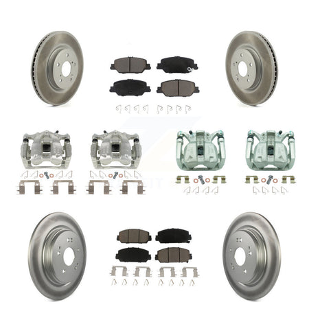 Front Rear Disc Brake Caliper Coated Rotors And Ceramic Pads Kit (10Pc) For Honda CR-V KCG-100946C
