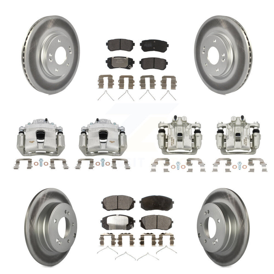 Front Rear Disc Brake Caliper Coat Rotor And Semi-Metallic Pad Kit (10Pc) For Kia Optima KCG-100946P