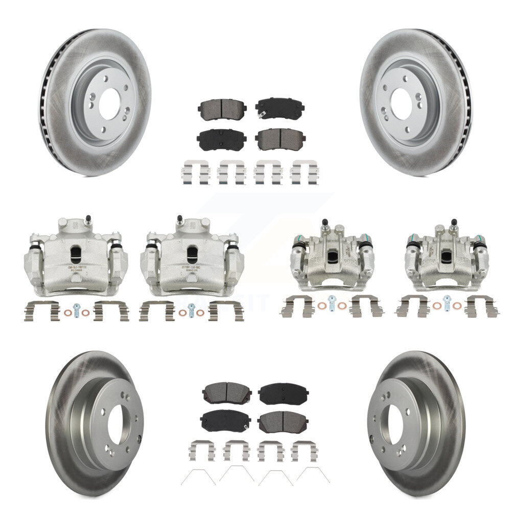 Front Rear Disc Brake Caliper Coat Rotor And Semi-Metallic Pad Kit (10Pc) For Kia Optima KCG-100946S