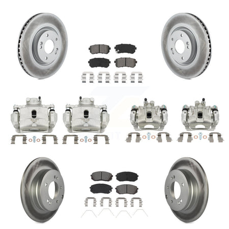 Front Rear Disc Brake Caliper Coat Rotor And Semi-Metallic Pad Kit (10Pc) For Kia Optima KCG-100946S