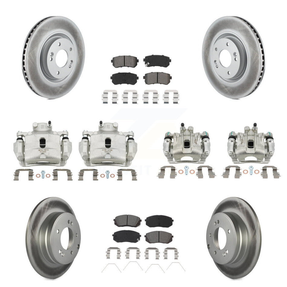 Front Rear Disc Brake Caliper Coat Rotor And Semi-Metallic Pad Kit (10Pc) For Kia Optima KCG-100946S
