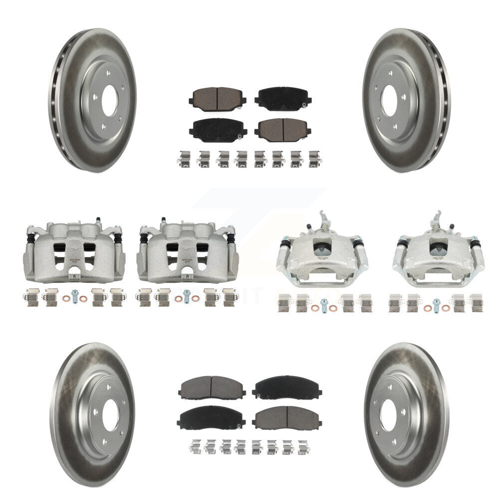 Front Rear Brake Caliper Coat Rotor & Ceramic Pad Kit (10Pc) For 2014-2020 Dodge Journey KCG-100947C
