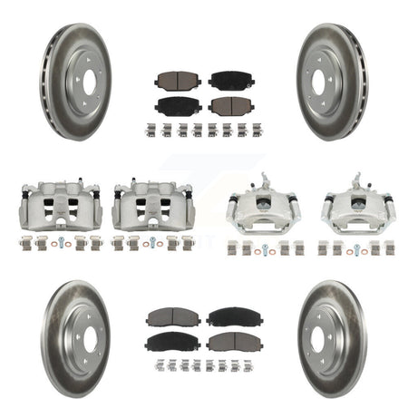 Front Rear Brake Caliper Coat Rotor & Ceramic Pad Kit (10Pc) For 2014-2020 Dodge Journey KCG-100947C