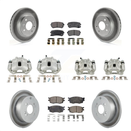 Front Rear Disc Brake Caliper Coated Rotors And Semi-Metallic Pads Kit (10Pc) For Hyundai Accent Kia Rio Rio5 KCG-100947P by Transit Auto