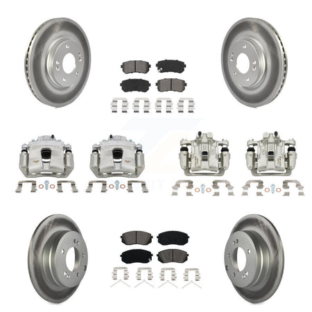 Front Rear Disc Brake Caliper Coat Rotor And Semi-Metallic Pad Kit (10Pc) For Kia Optima KCG-100947S