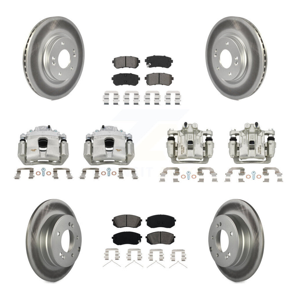 Front Rear Disc Brake Caliper Coat Rotor And Semi-Metallic Pad Kit (10Pc) For Kia Optima KCG-100947S