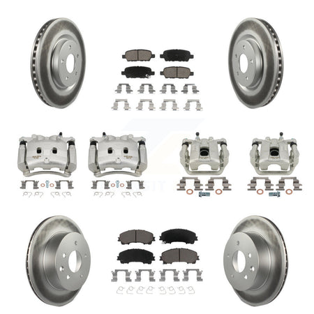 Front Rear Disc Brake Caliper Coated Rotors And Ceramic Pads Kit (10Pc) For Nissan Rogue KCG-100948C
