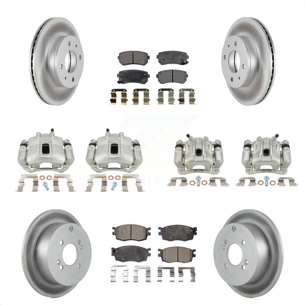 Front Rear Disc Brake Caliper Coated Rotors And Semi-Metallic Pads Kit (10Pc) For 2006 Hyundai Accent Hatchback KCG-100948P by Transit Auto