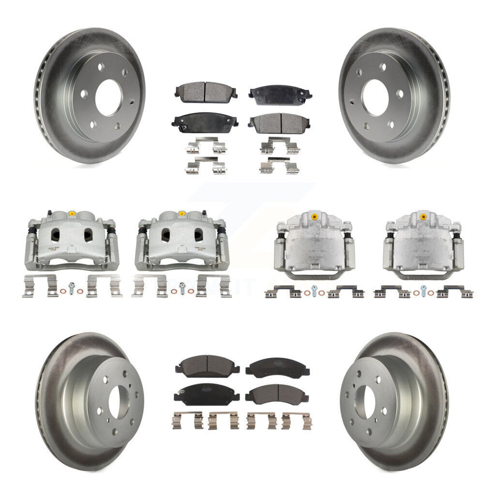 Front Rear Disc Brake Caliper Coat Rotors And Ceramic Pad Kit (10Pc) For GMC Sierra 1500 KCG-100949T