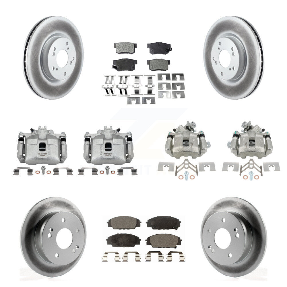 Front Rear Brake Caliper Coat Rotors & Semi-Metallic Pad Kit (10Pc) For Acura RSX Type-S KCG-100950P