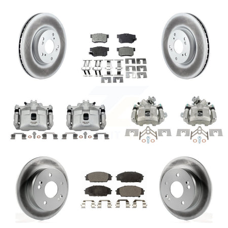 Front Rear Brake Caliper Coat Rotors & Semi-Metallic Pad Kit (10Pc) For Acura RSX Type-S KCG-100950P