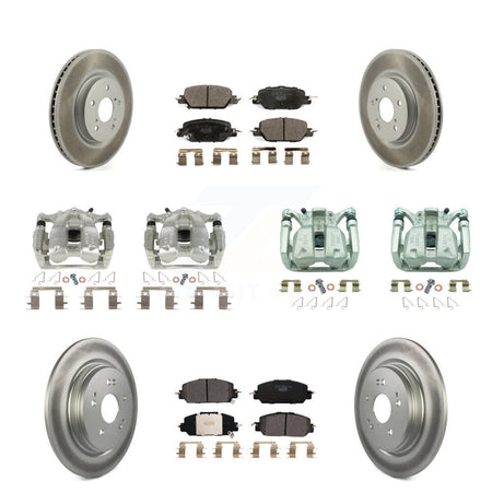 Front Rear Disc Brake Caliper Coated Rotors And Ceramic Pads Kit (10Pc) For Honda CR-V KCG-100951T