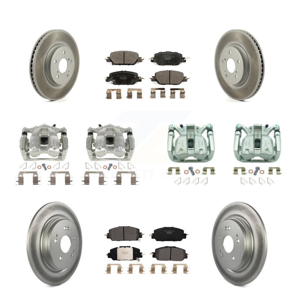 Front Rear Disc Brake Caliper Coated Rotors And Ceramic Pads Kit (10Pc) For Honda CR-V KCG-100951T