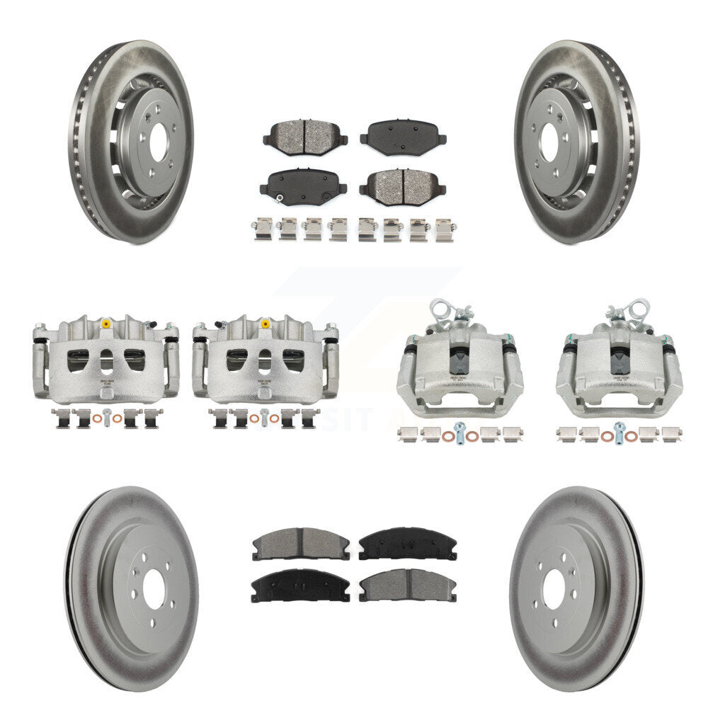 Front Rear Brake Caliper Coat Rotors Semi-Metallic Pad Kit (10Pc) For Ford Explorer Flex KCG-100952S