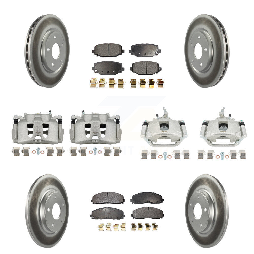 Front Rear Brake Caliper Coat Rotor & Ceramic Pad Kit (10Pc) For 2014-2020 Dodge Journey KCG-100952T