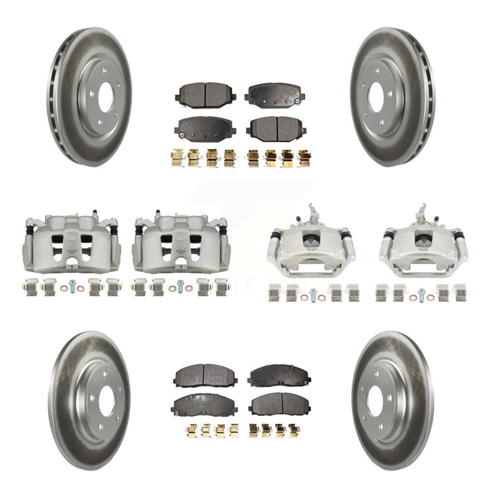 Front Rear Brake Caliper Coat Rotor & Ceramic Pad Kit (10Pc) For 2014-2020 Dodge Journey KCG-100952T